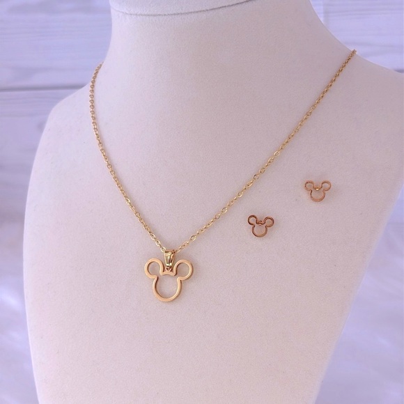 Mickey Mouse Stainless Steel Necklace and Earring Set - Picture 4 of 10